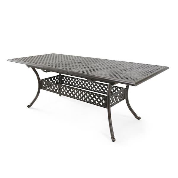 Unbranded ABIGAIL CAST Black Aluminum Rectangle Outdoor Dining Table with Extension.