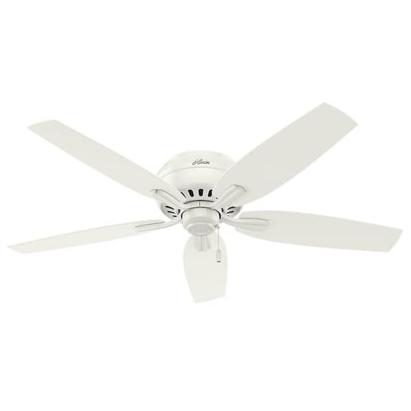 Hunter Newsome 52 Low Profile Ceiling Fan with Cased White Bowl Light Kit - Brushed Nickel - Medium Walnut/Dark Walnut Blades