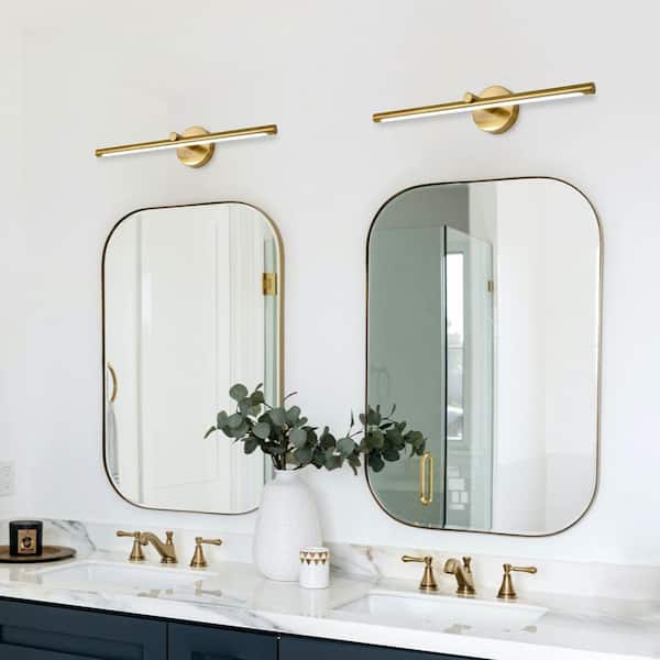 Nafissa 23.78 in. Gold LED Vanity Light with 6000K White Light 15-Watt Wall Mount Light for Bathroom Living Room Bedroom