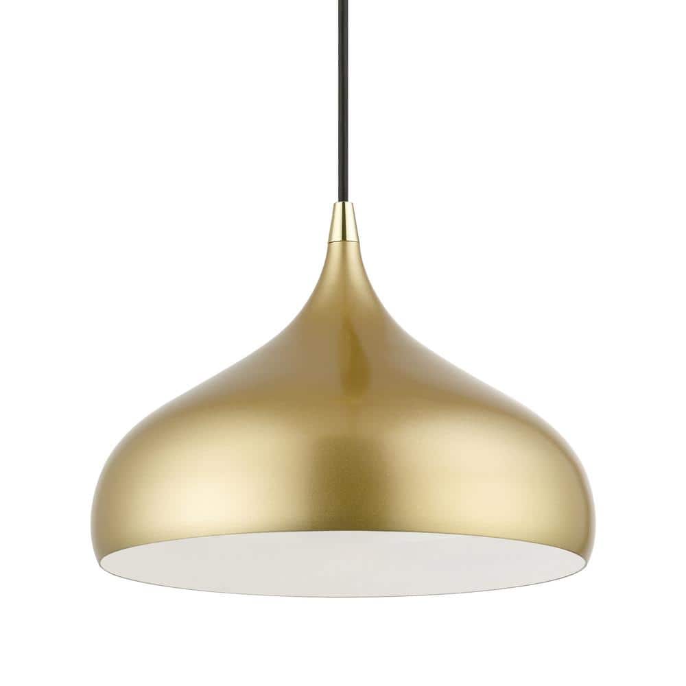Soft Gold and Polished Brass Teardrop Pendant Light