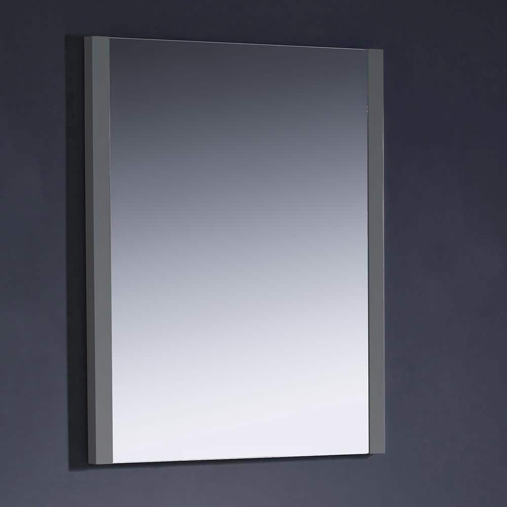 Sleek 25.5" x 31.5" Modern Gray Wood Frameless Bathroom Vanity Mirror