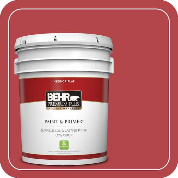 BEHR PREMIUM PLUS 5 gal. Home Decorators Collection #HDC-SM14-10 Intrigue Red Flat Low Odor Interior Paint & Primer