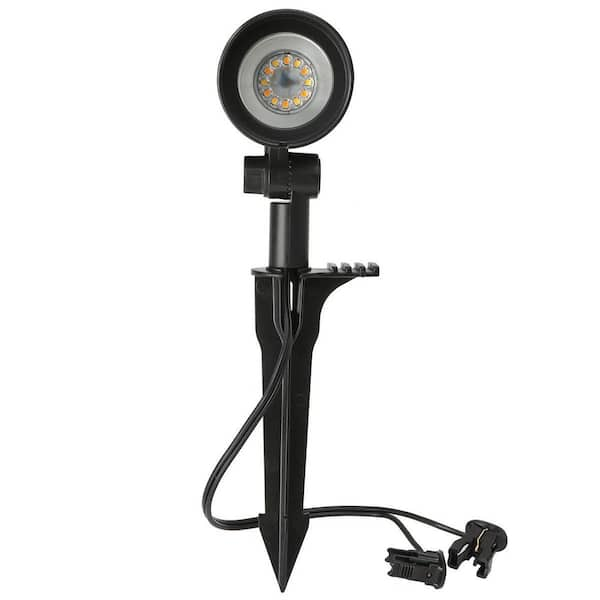 Hampton Bay Cann River Black Low Voltage Hardwired Landscape Flood Light with Integrated LED and Adjustable Lamp Head