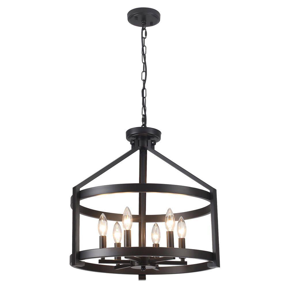 6 Light Black Drum Chandelier Farmhouse Candle-Style Open Cage Pendant Light for Dining Room Entryway Foyer Hallway price history on PriceWatchPro