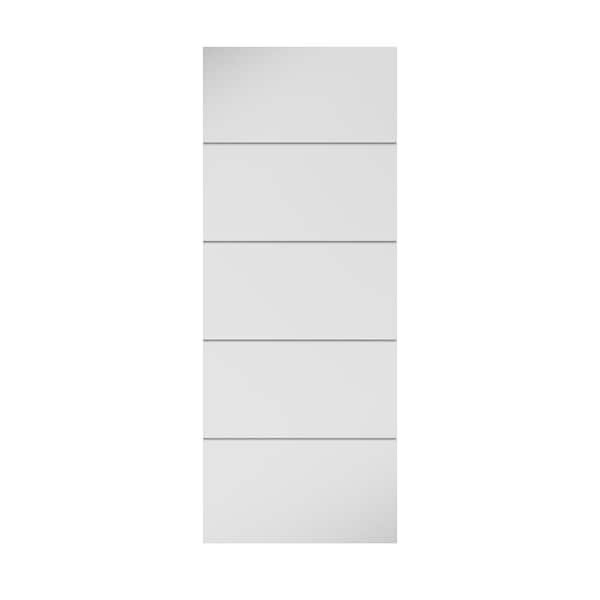 eightdoors 24 in. x 80 in. x 1-3/8 in. Contemporary U-Grooved Design (Atlanta) White Primed Core Flush Wood Interior Slab Door