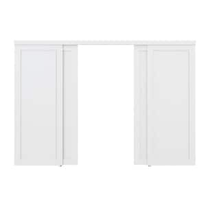 120 in. x 80 in. Paneled 1-Lite Blank Pattern White Primed MDF Sliding Door with Hardware Kit