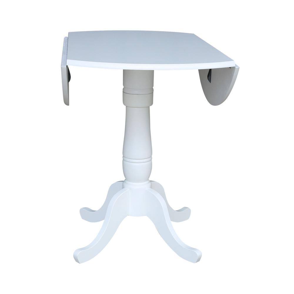 Farmhouse White Wood Round Extendable Counter Height Table