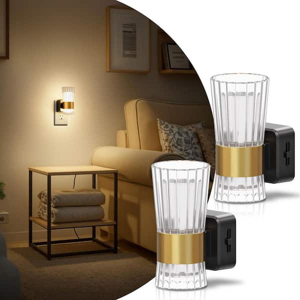 Modern LED Night Lights Plug into Wall-3000K Soft Warm Light, Dimmable 0-100LM with Dusk to Dawn Sensor, 4-Pack