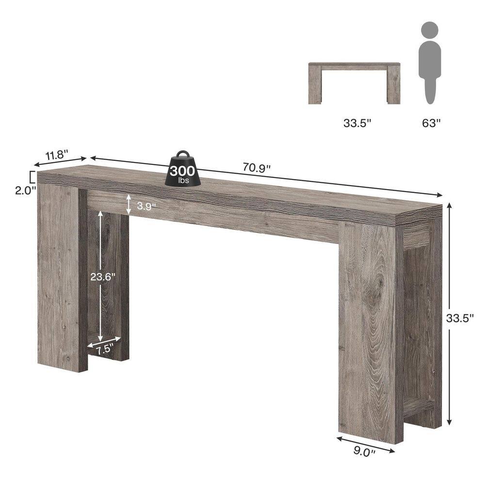 Gray Engineered Wood Farmhouse Console Table with Storage