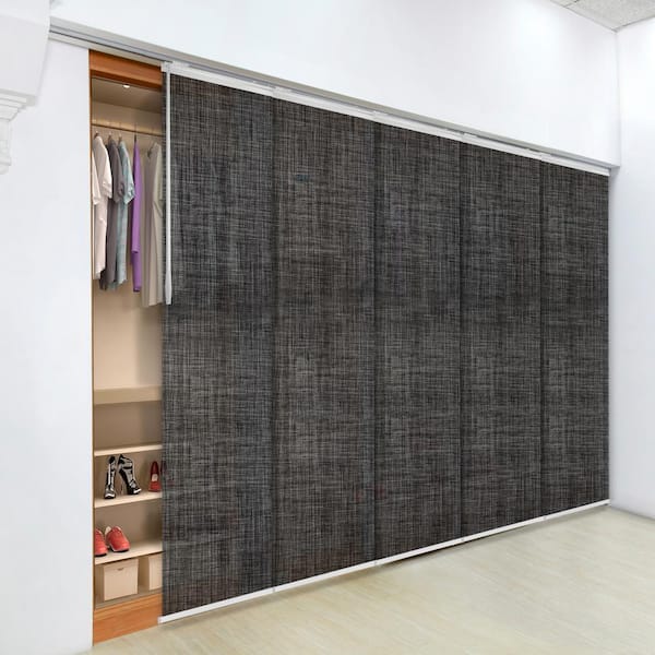 EMOH Chevelle 58 in. - 110 in. W x 94 in. L Adjustable 5-Panel in White Single Rail Panel Track with 23.5 in. Slates