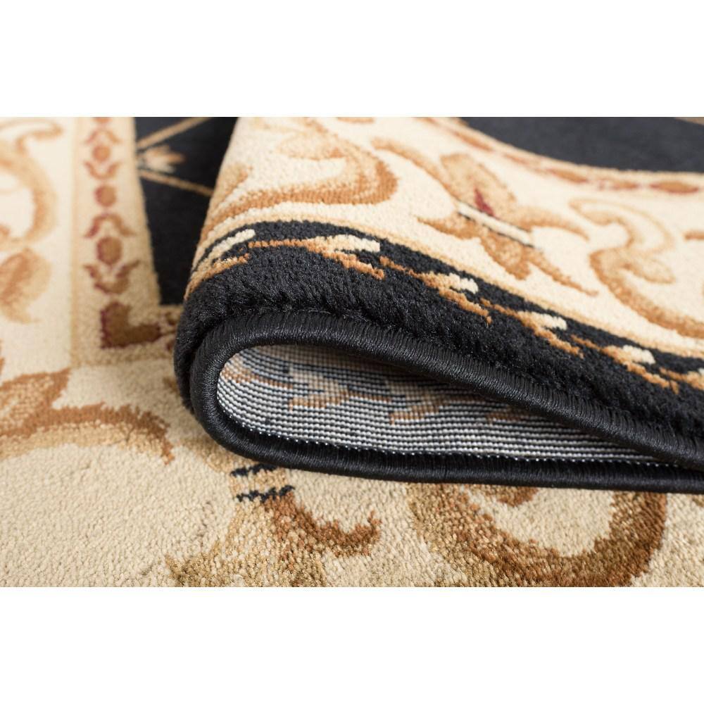 Sensation Traditional Black Swirl 5'3" Octagon Synthetic Rug