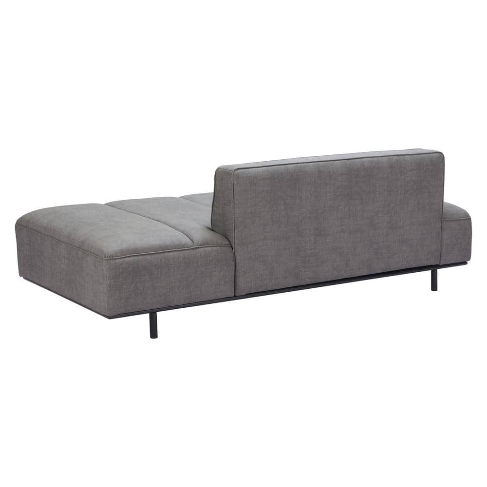Gray Faux Leather Armless Sleeper Sofa with Metal Legs