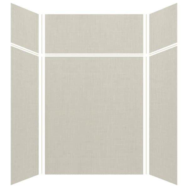 Transolid Expressions 42 in. x 60 in. x 96 in. 4-Piece Easy Up Adhesive Alcove Shower Wall Surround in Cameo