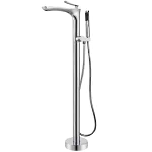 SevenFalls Single-Handle Floor Mounted Freestanding Tub Faucet with Handheld Shower in Polished Chrome