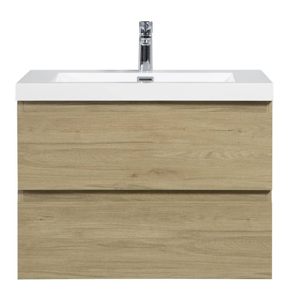 30 in. W x 20 in. D x 22 in. H Single Sink Floating Bath Vanity in Natural Oak with Glossy White Resin Top price history on PriceWatchPro