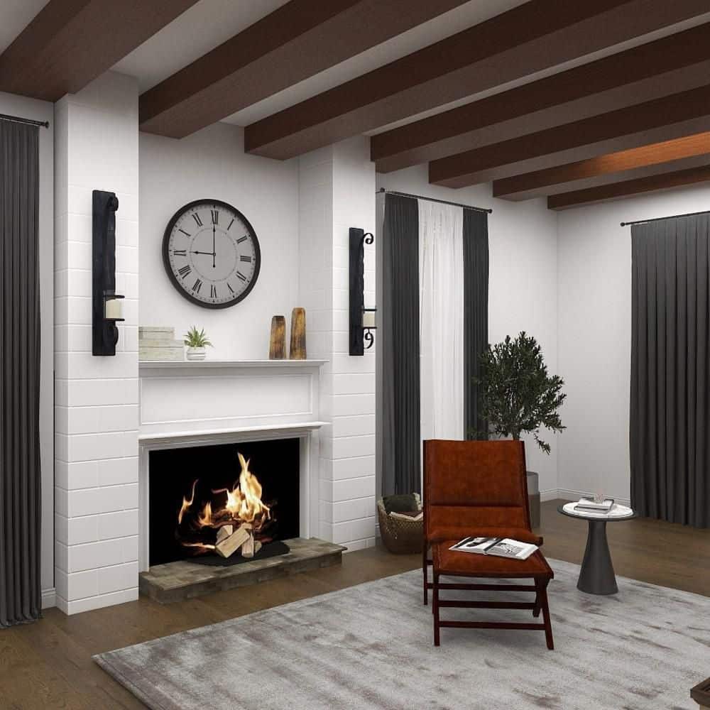Black Metal and Wood Wall Sconce with Hurricane Glass