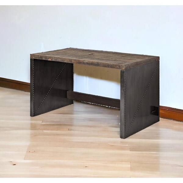HomeRoots 28 in. Rectangular Dark Brown Metal 0-Drawer Computer Desks