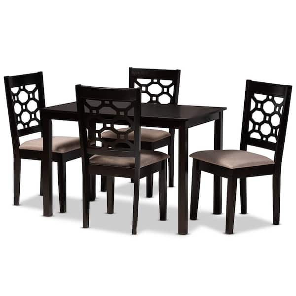 Baxton Studio Henry 5-Piece Sand and Dark Brown Dining Set
