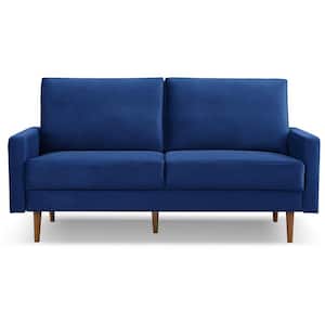 Amelia 69 in. Straight Arm Velvet Rectangle Sofa in. Blue