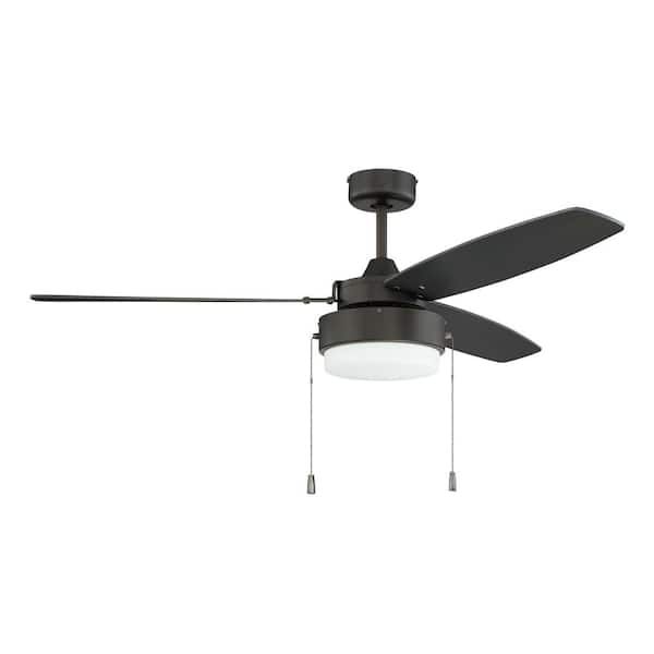 CRAFTMADE Intrepid 52 in. Indoor Espresso Dual Mount 3-Speed Reversible Motor Finish Ceiling Fan with Light Kit Included