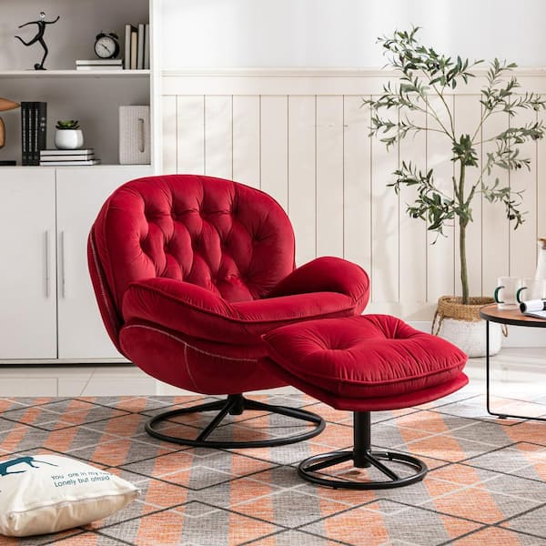 red velvet egg chair