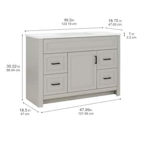 Mavis 48.5 in. W x 18.75 in. D x 35.02 in. H Single Sink Bath Vanity in Light Gray with White Cultured Marble Top