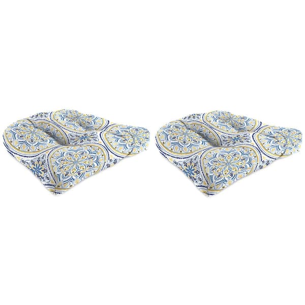 Jordan Manufacturing 19 in. L x 19 in. W x 4 in. T Tufted Outdoor Wicker Seat Cushion in Castille Multicolor (2-Pack)