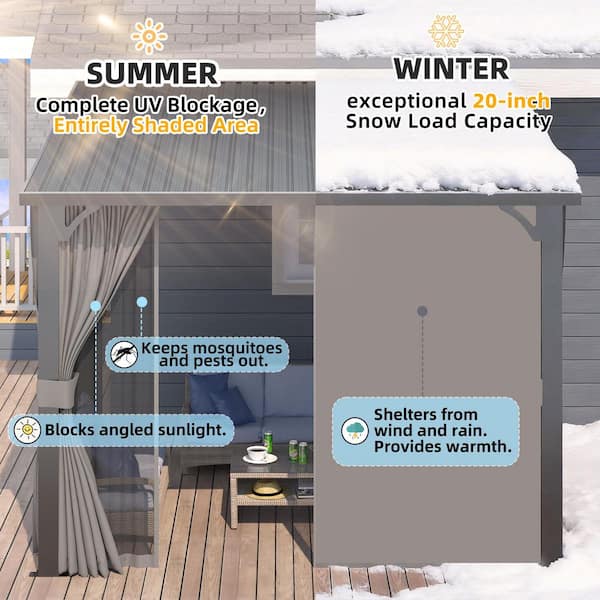 AECOJOY 20 ft. x 8 ft. Metal Outdoor Lean to Wall-Mounted Hardtop