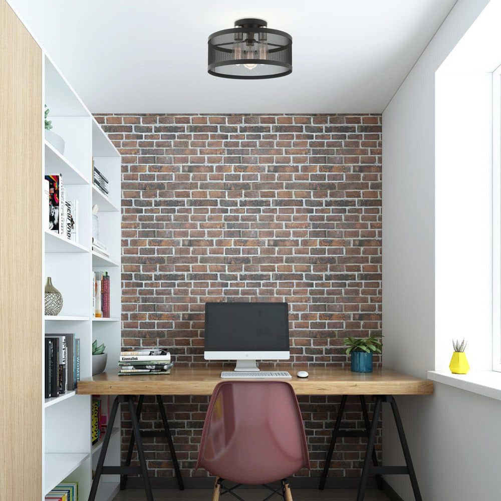 Emilia Crystal-Infused 3-Light Indoor/Outdoor Drum LED Pendant in Black/Brushed Nickel