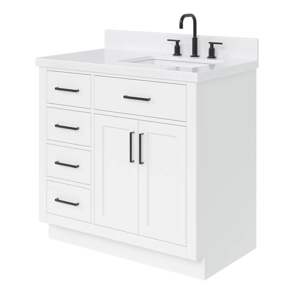 Hepburn 36" White Freestanding Single Basin Vanity with Quartz Top
