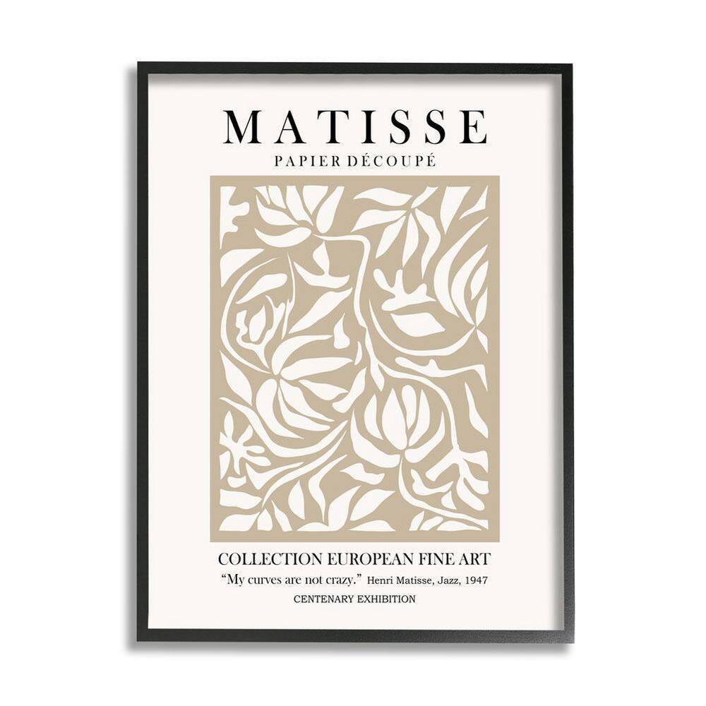 Neutral Floral Foliage Pattern Historical Exhibition Text by Ros Ruseva Framed Nature Art Print 14 in. x 11 in.