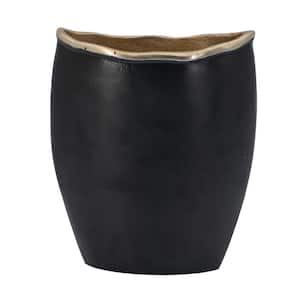 Black/Gold Aluminum Curved Rim Flower Vase