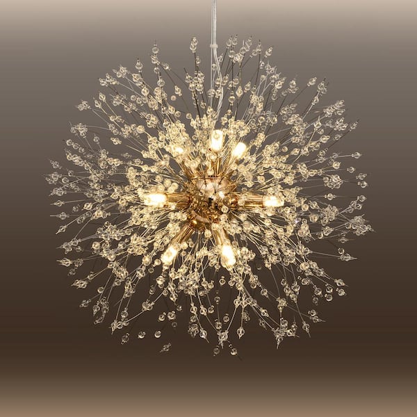 Calzada Decor 9-Light Gold Dandelion Firework Chandelier