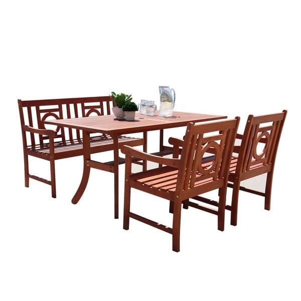 Vifah Malibu 4-Piece Wood Rectangle Outdoor Dining Set
