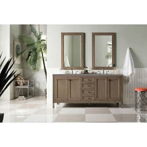 Chicago 72 in. W x 23.5 in.D x 33.8 in. H Double Bath Vanity in Whitewashed Walnut with Quartz Top in Grey Expo