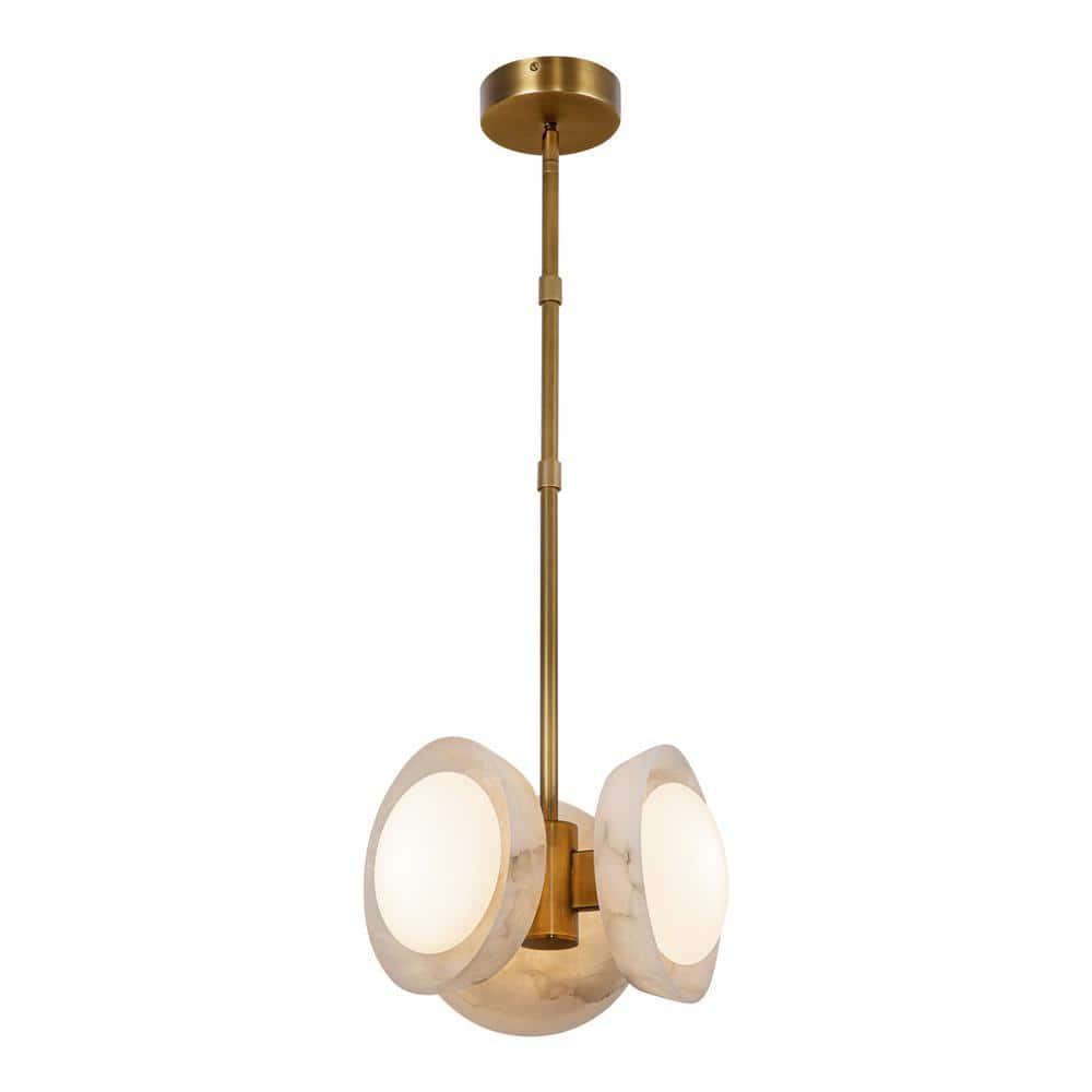 Vintage Brass and Alabaster LED Pendant Light