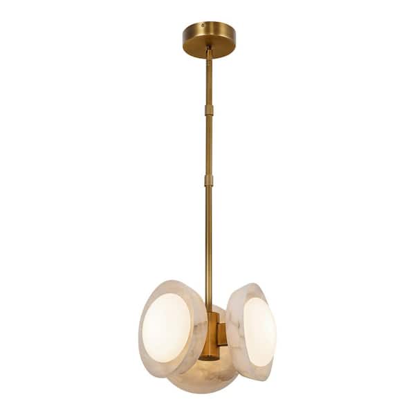 ALORA Alonso 13 in. 1 Light 13-Watt Vintage Brass/Alabaster Integrated LED Pendant Light