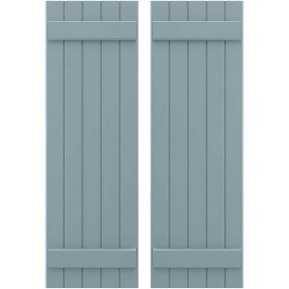 17-1/2 in. W x 35 in. H Americraft 5 Board Exterior Real Wood Joined Board and Batten Shutters Peaceful Blue price history on PriceWatchPro