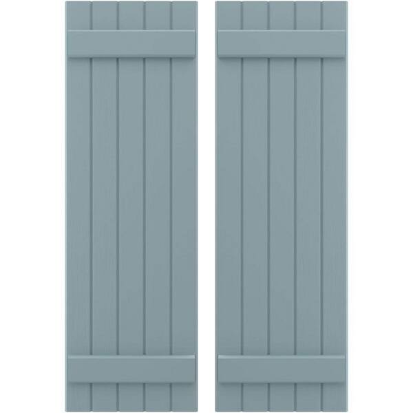 Ekena Millwork 17-1/2 in. W x 83 in. H Americraft 5 Board Exterior Real Wood Joined Board and Batten Shutters Peaceful Blue