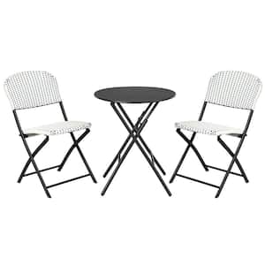 3-Piece Patio Metal Patio Conversation Set with Round Dining Table and 2 Chairs