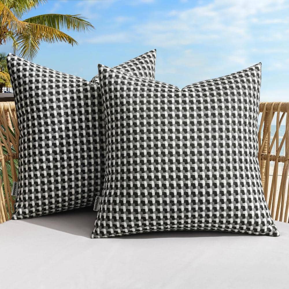 18 in. x 18 in. Outdoor Throw Pillow Covers Waterproof Woven Texture Gray 2-Pack price history on PriceWatchPro