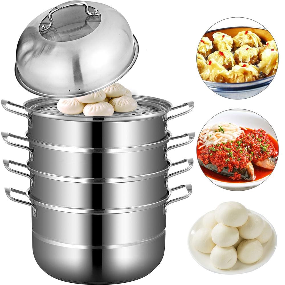 VEVOR Stainless Steel Dumpling Steamer 5-Titer Electric Grill Stove  Dia-11.8 in. for Cook Soup, Noodles, Fishes Work with Gas  ZL5CBXGZL30CM0001V0 - The Home Depot