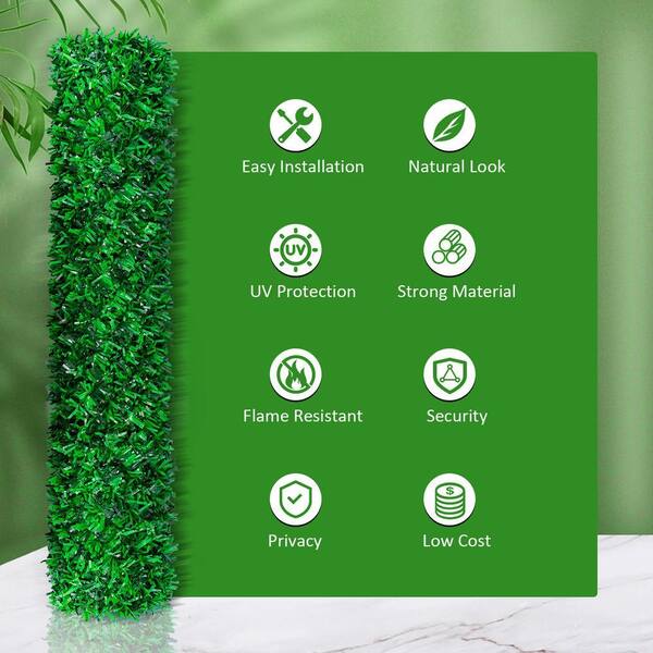 120 in. x 40 in. Green Artificial Grass Hedge Panel Outdoor Garden