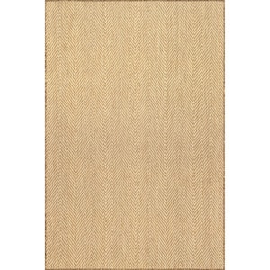 Emerie Solid Casual Natural 5 ft. x 8 ft. Indoor/Outdoor Area Rug