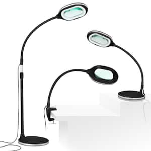 Brightech LightView Pro 6 Wheel Rolling Base Magnifying Floor Lamp -  Magnifier with Bright LED Light for Facials, Lash Extensions - Standing Mag  Lamp
