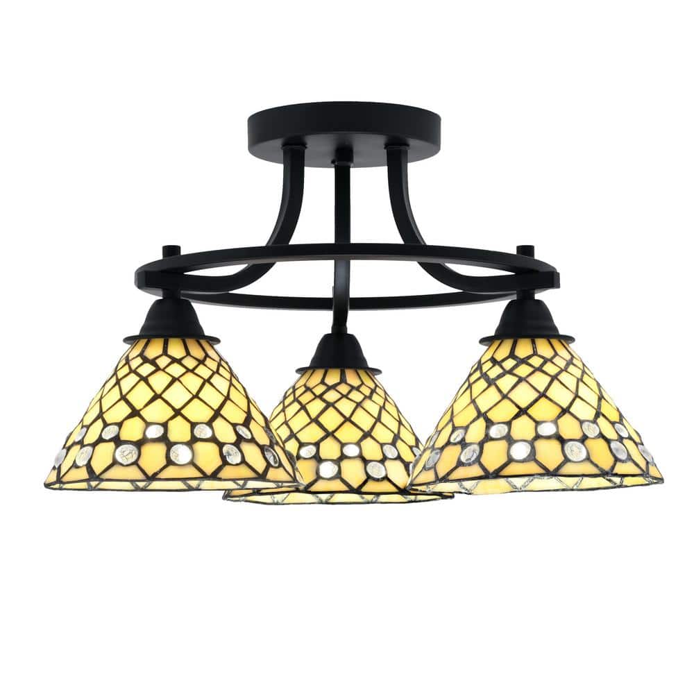 Madison 3-Light Semi-Flush Shown In Matte Black Finish With 17.5 in. Starli