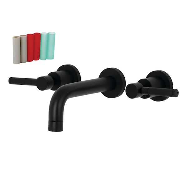 Kaiser 2-Handle Wall Mounted Bathroom Faucet in Matte Black