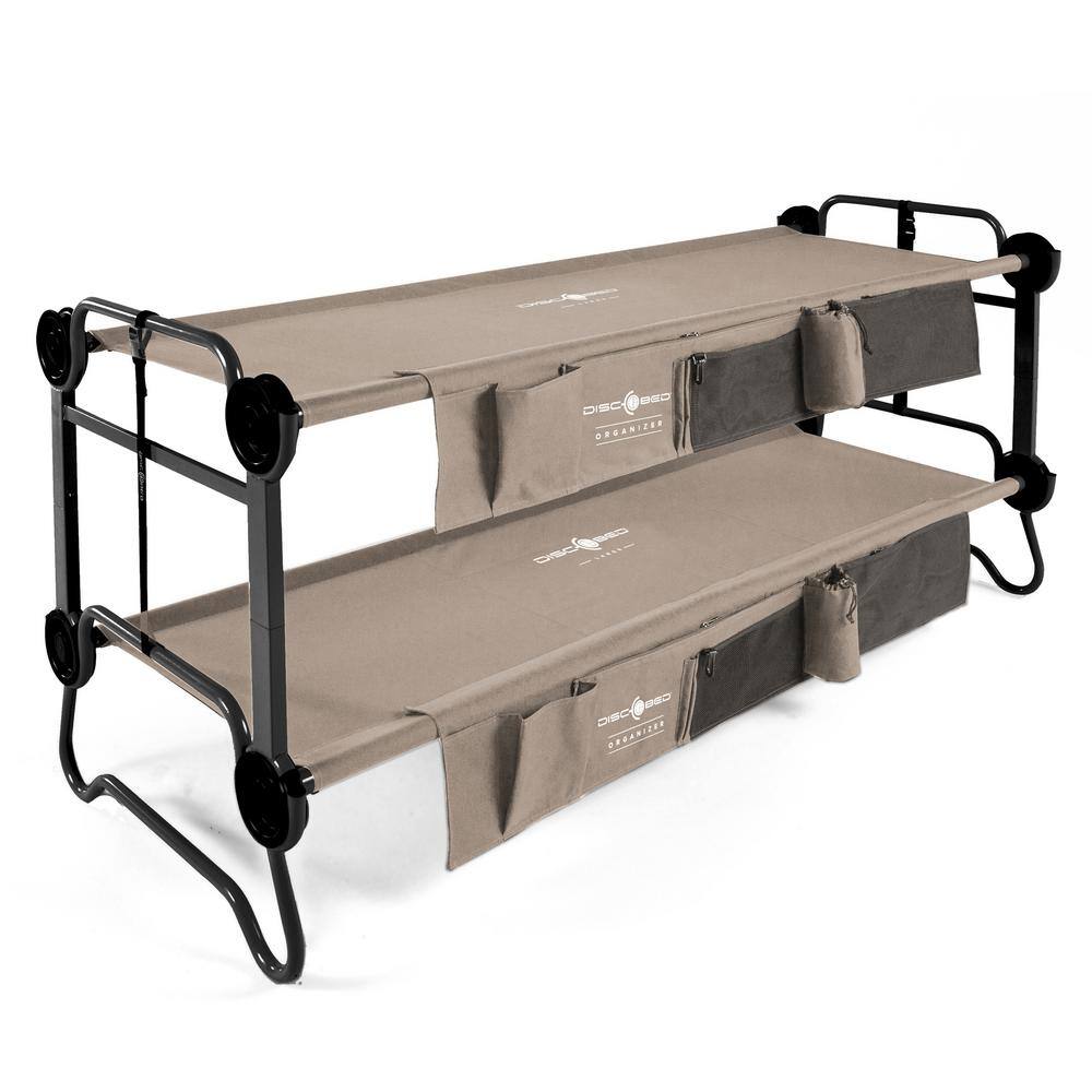 Disc-O-Bed Large Cam-O-Bunk Benchable Double Cot with Organizers, Tan  30901BO - The Home Depot