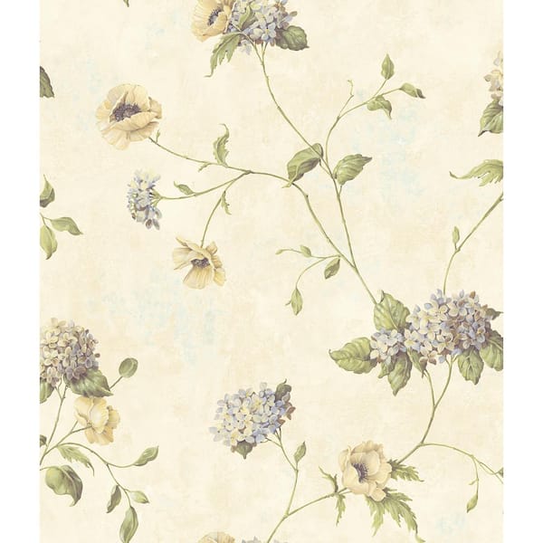 Chesapeake Henrietta Rose Hydrangea Floral Trail Wallpaper