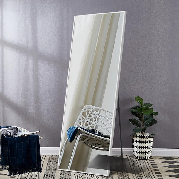 Dovelina Large White Metal Hooks Modern Mirror (59 in. H X 20 in. W)
